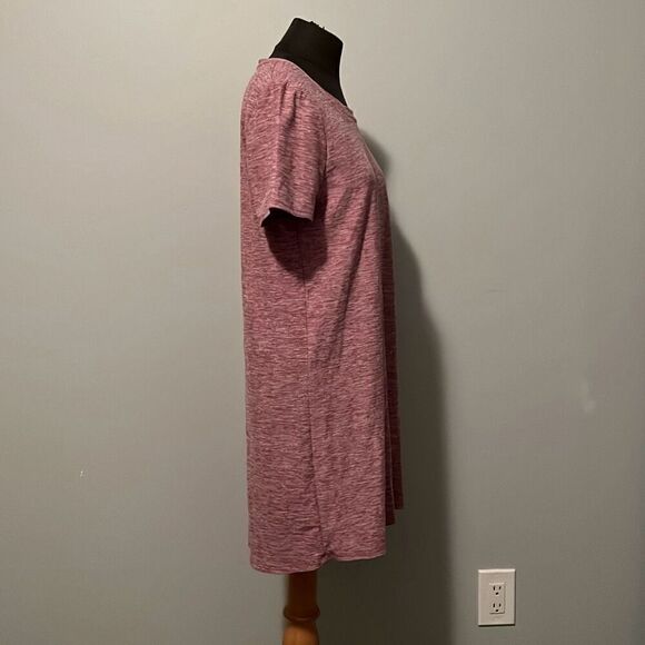 Kyodan Women's Pink Heathered Knee Length Short Sleeve Casual Dress - Picture 5 of 7